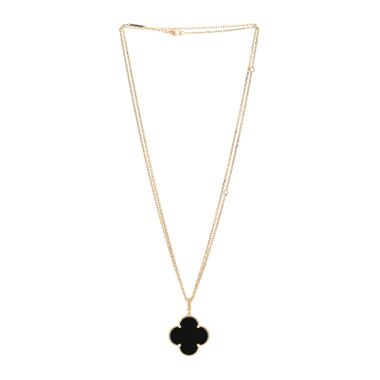Van Cleef & Arpels 18K Yellow Gold Black Onyx Magic Alhambra Pendant Necklace 3 of 5