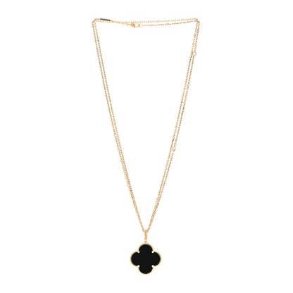 Van Cleef & Arpels 18K Yellow Gold Black Onyx Magic Alhambra Pendant Necklace 3 of 5