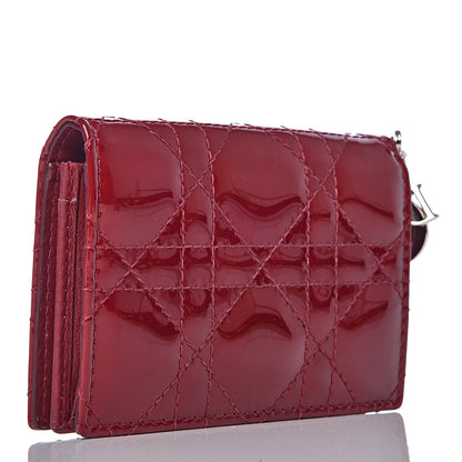Christian Dior Patent Cannage Small Lady Dior Flap Card Holder Scarlet 3 of 11