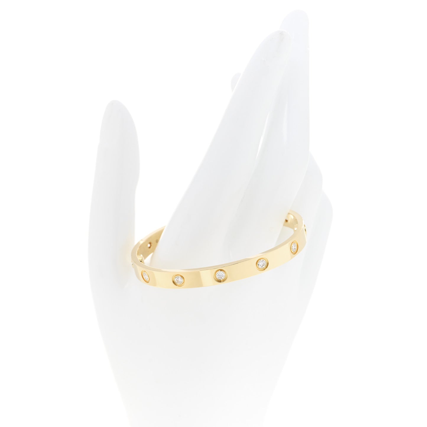 18K Yellow Gold 10 Diamond LOVE Bracelet 16