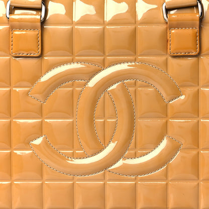 Chanel Patent Quilted Chocolate Bar Bowler Beige 8 of 12