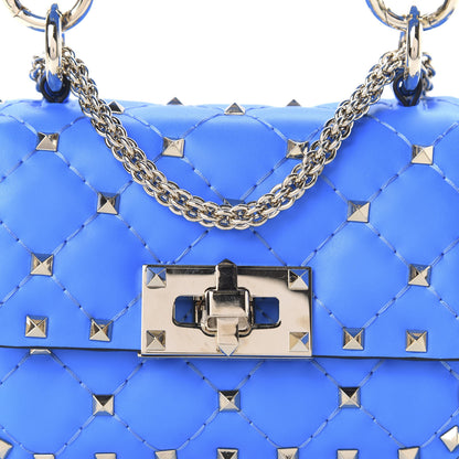 Valentino Garavani Calfskin Micro Rockstud Spike Shoulder Bag Blue Fluo 9 of 9