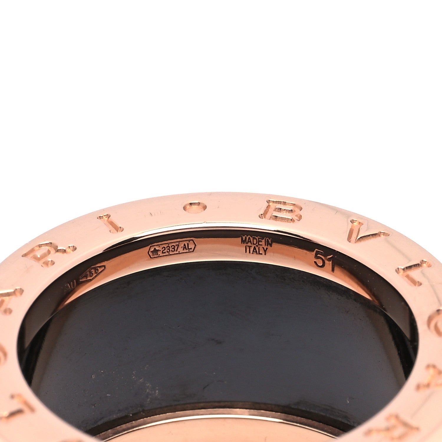 Bulgari 18K Rose Gold Black Ceramic B.Zero1 Four-Band Ring 51 5.75 6 of 7
