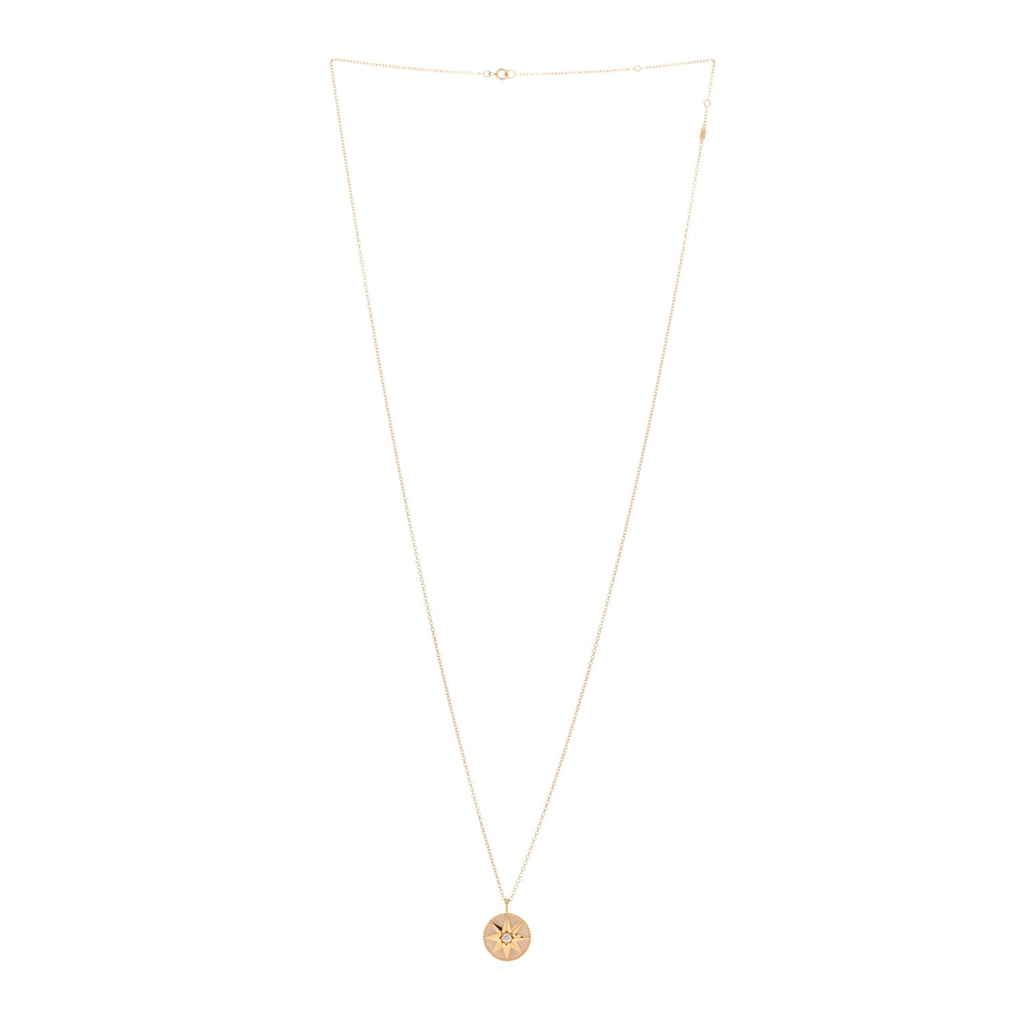 18K Yellow Gold Diamond Mother of Pearl Rose Des Vents Medallion Necklace