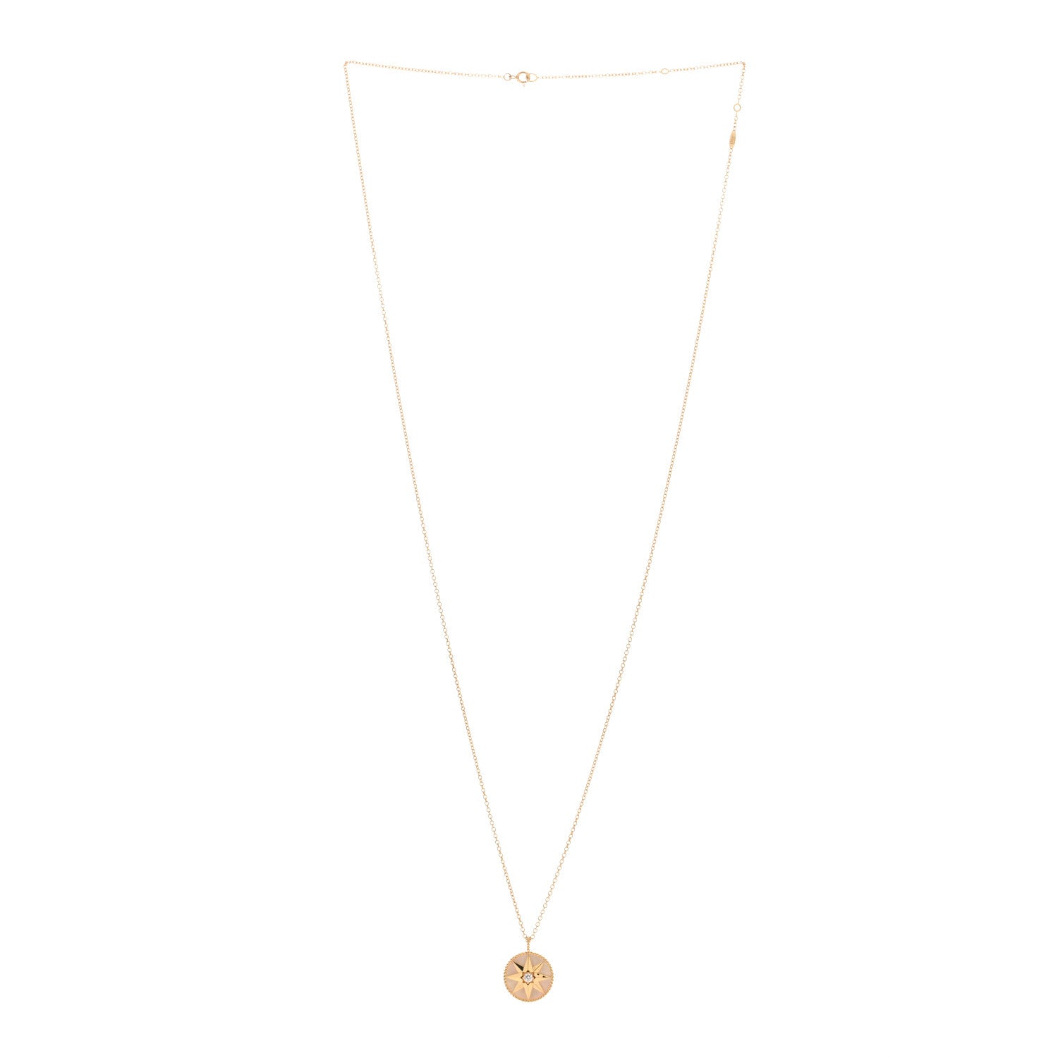 Christian Dior 18K Yellow Gold Diamond Mother of Pearl Rose Des Vents Medallion Necklace 2 of 5