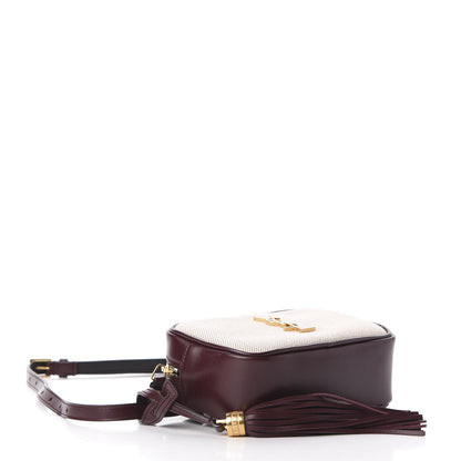 Saint Laurent Calfskin Canvas Monogram Lou Belt Bag Natural Dark Legion Red 4 of 10