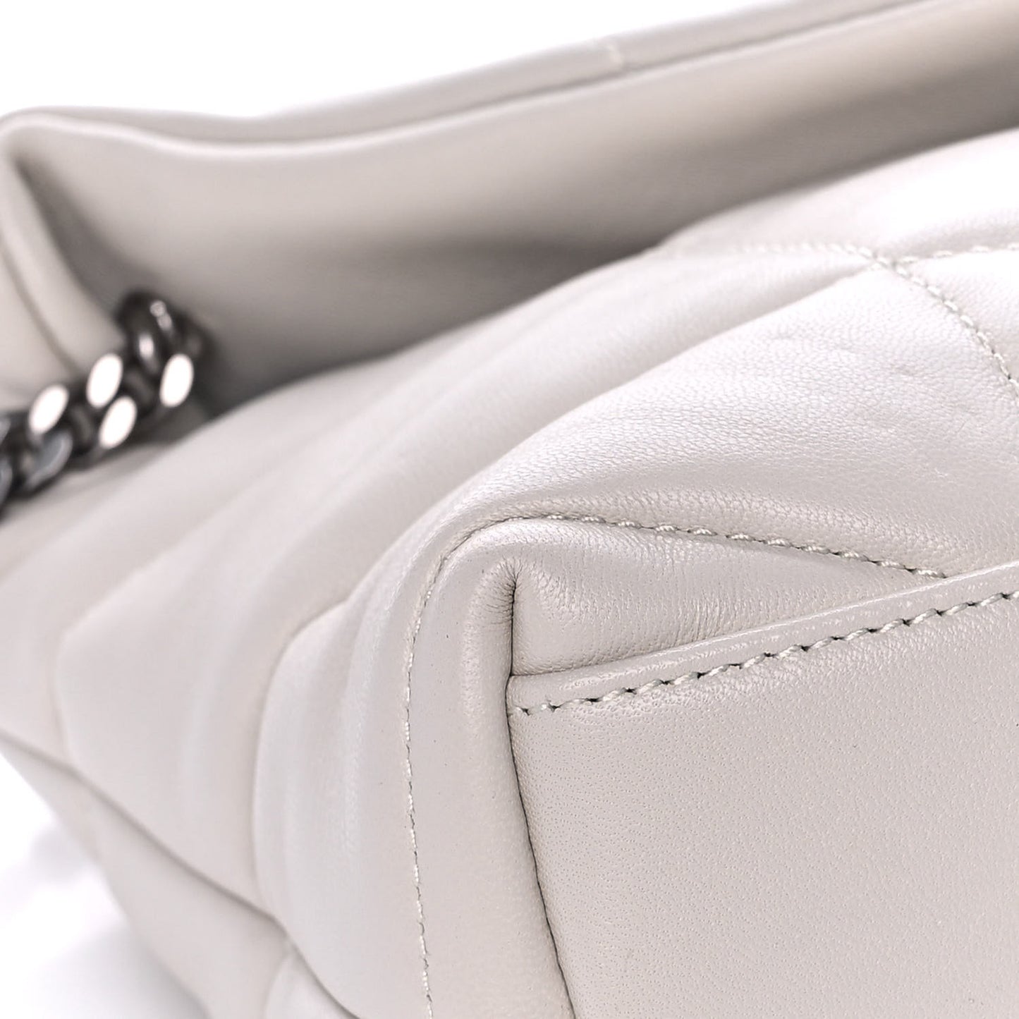 Lambskin Quilted Toy Loulou Puffer Monogram Chain Satchel Blanc Vintage