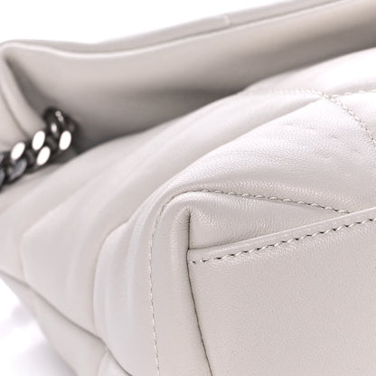 Saint Laurent Lambskin Quilted Toy Loulou Puffer Monogram Chain Satchel Blanc Vintage 10 of 13
