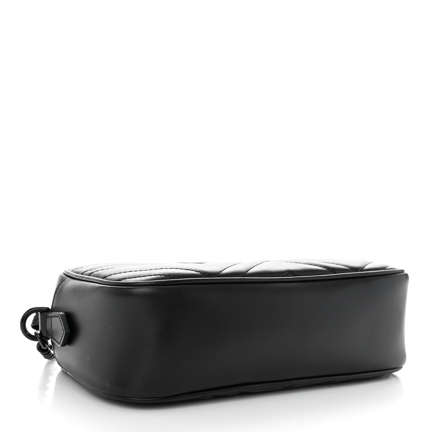 Gucci Calfskin Matelasse Monochrome Small GG Marmont Chain Shoulder Bag Black 3 of 9