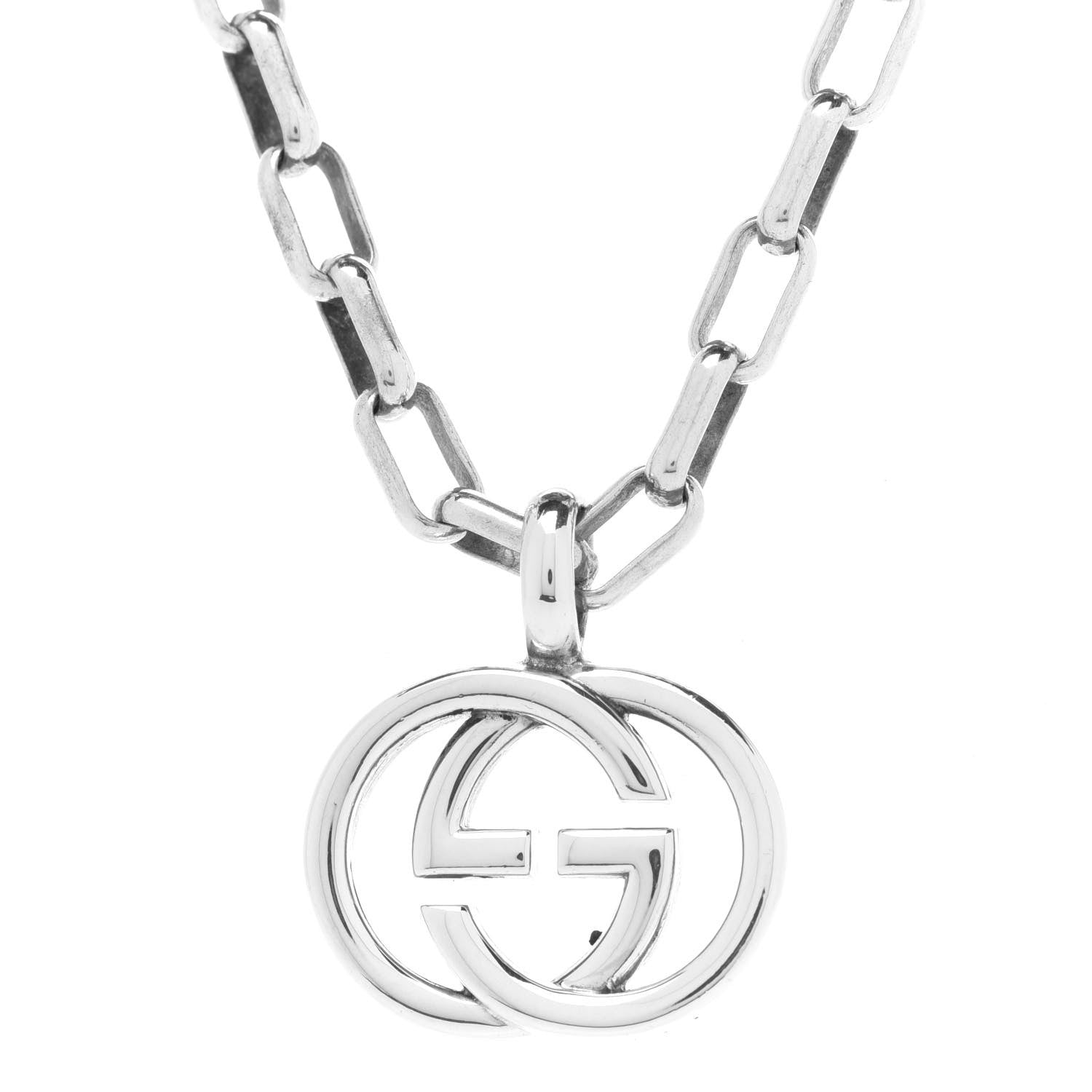 Gucci Sterling Silver Interlocking Circle GG Pendant Necklace 4 of 7