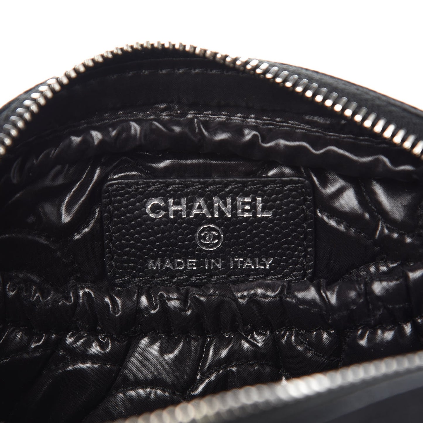 Caviar Camellia Embossed Small Cosmetic Case Black