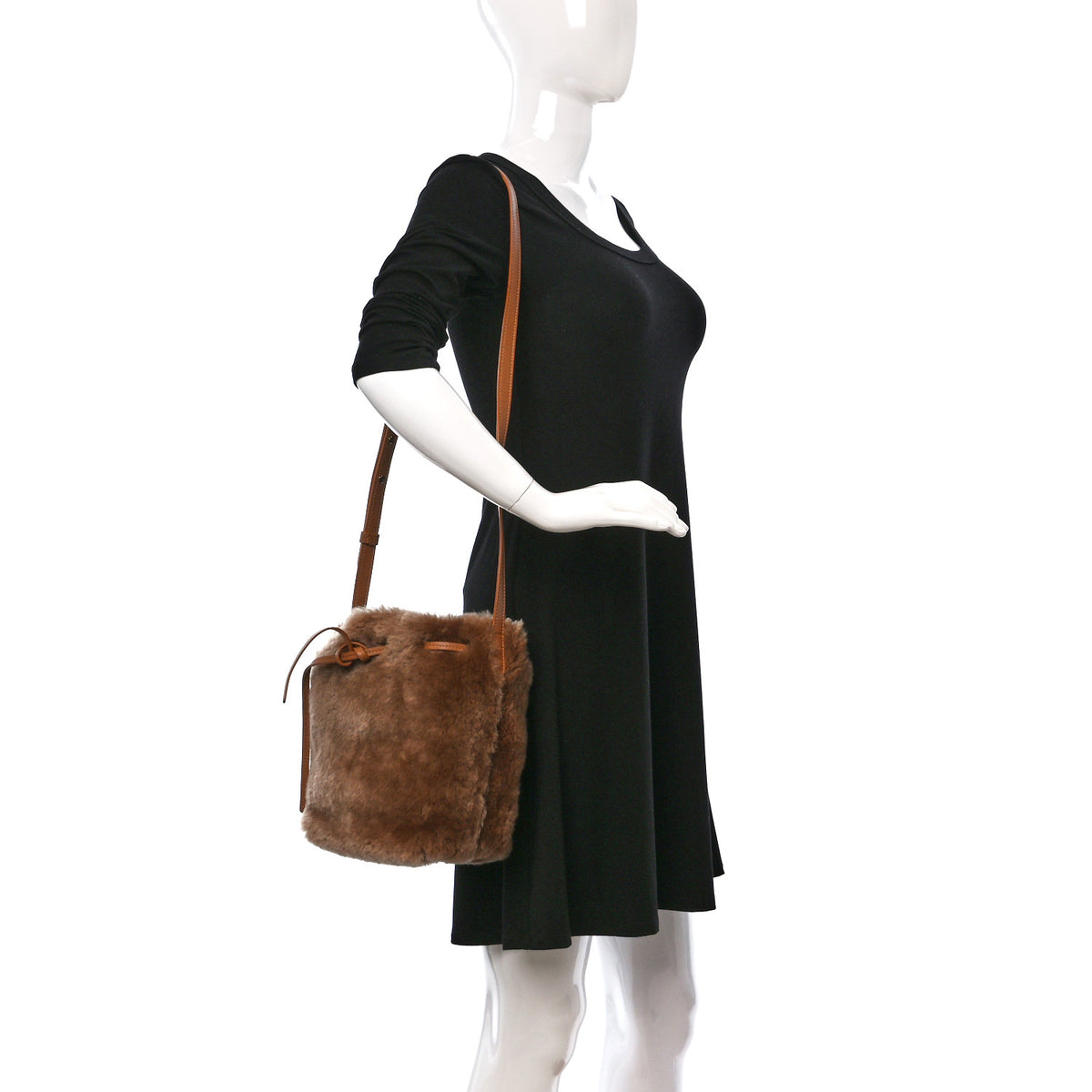 Mansur Gavriel Shearling Mini Bucket Bag Camel 2 of 8