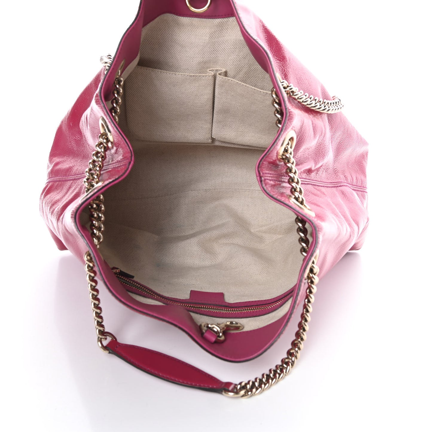 Vernice Naplack Medium Soho Chain Shoulder Bag Bright Bouganville