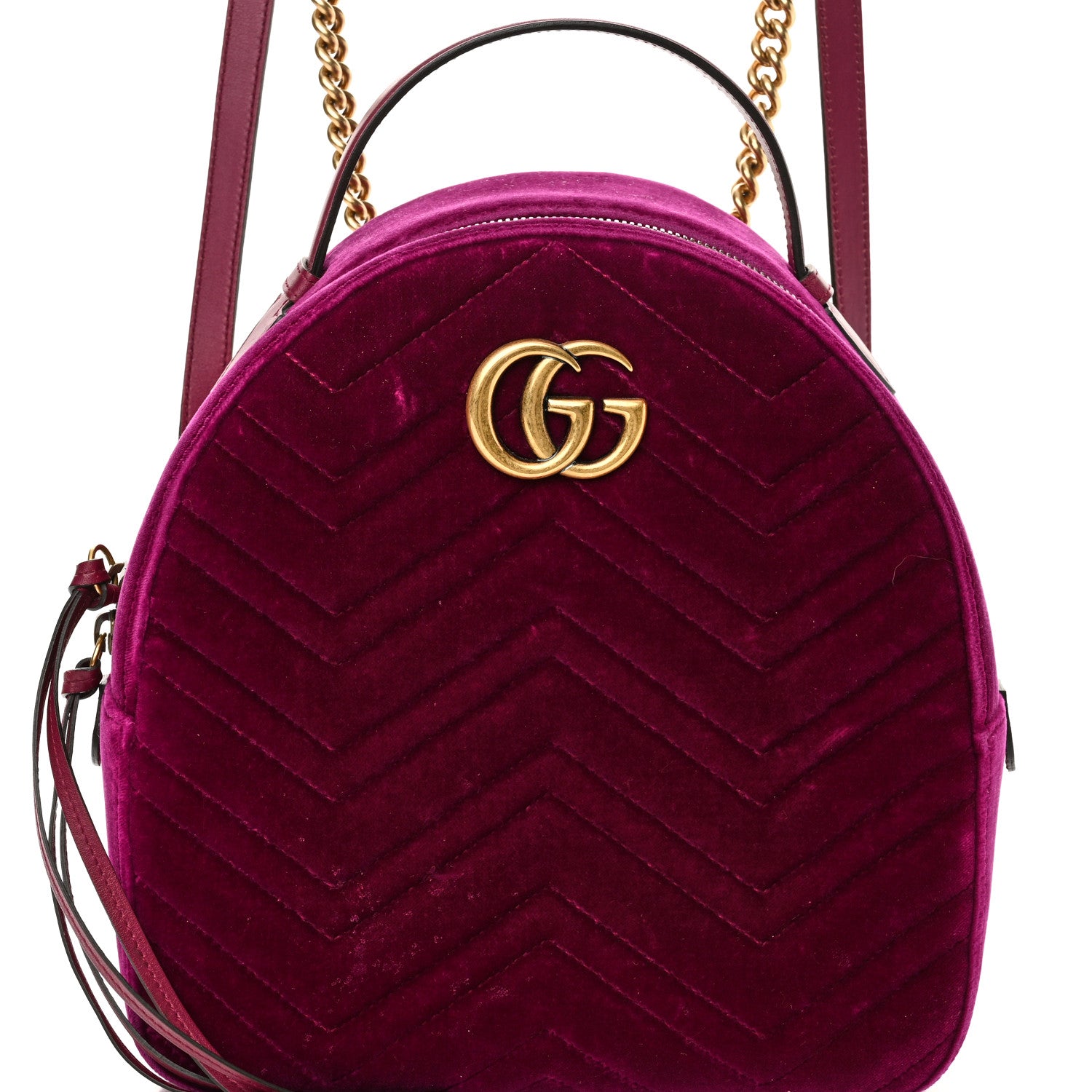 Gucci Velvet Matelasse GG Marmont Dome Backpack Fuchsia Violet Cyclamen 15 of 18
