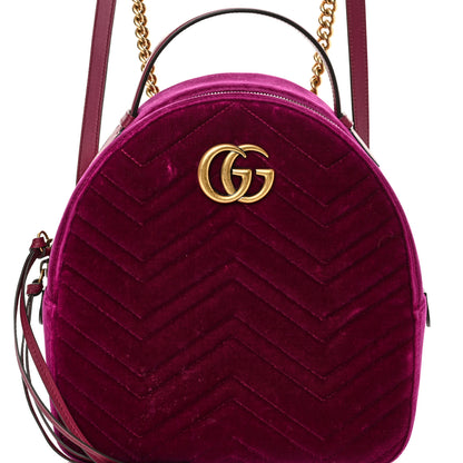 Gucci Velvet Matelasse GG Marmont Dome Backpack Fuchsia Violet Cyclamen 15 of 18