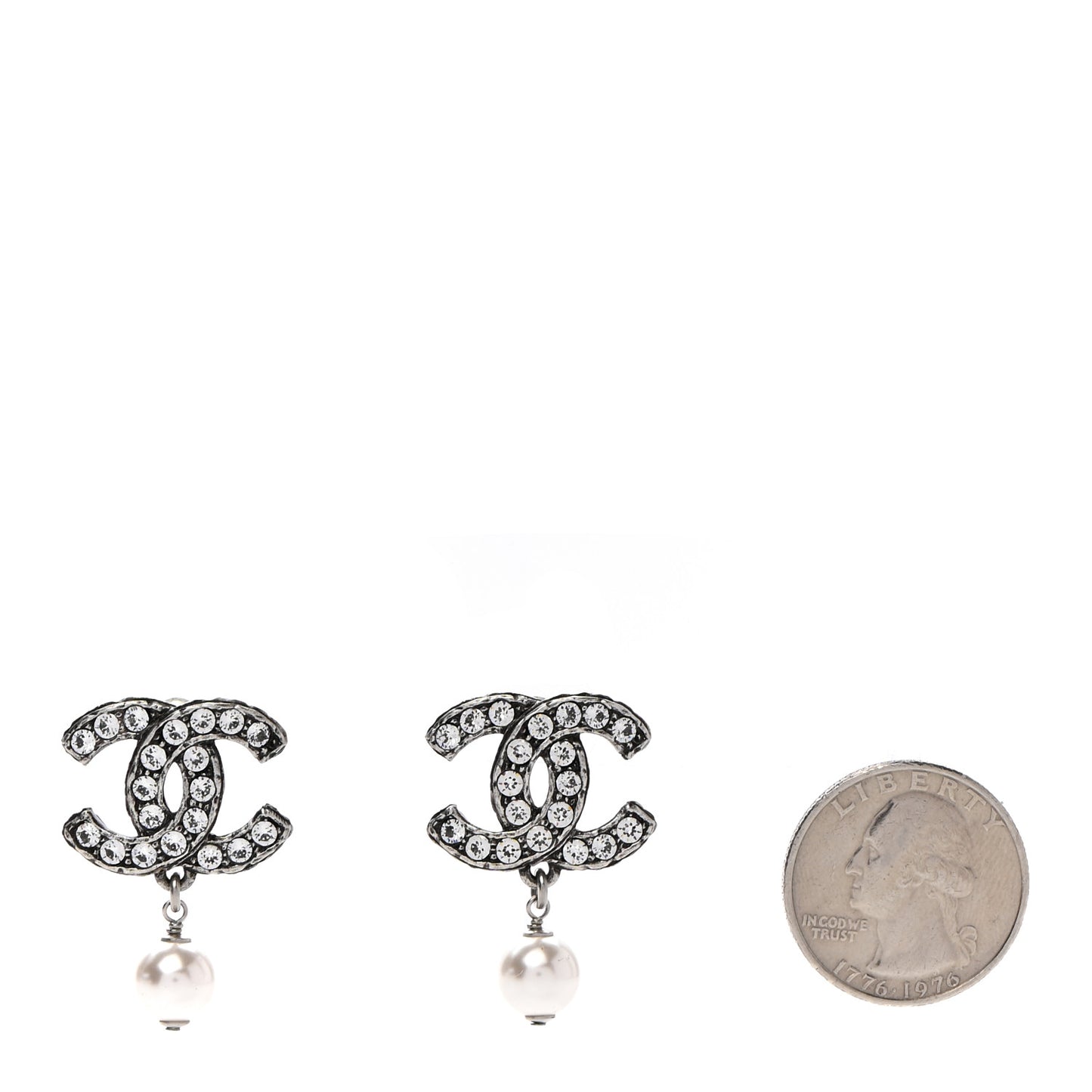 Ruthenium Crystal Pearl CC Drop Earrings