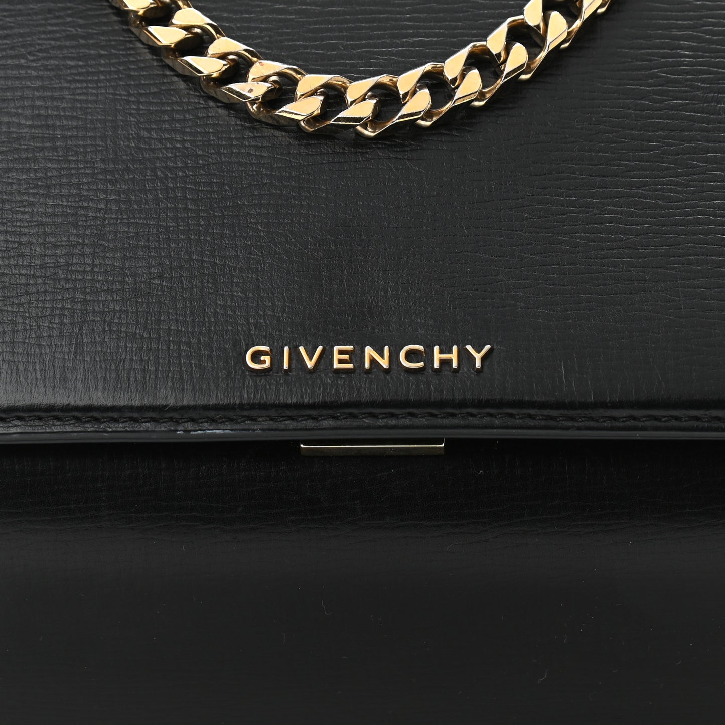 Textured Calfskin Mini Pandora Box Chain Crossbody Bag Black