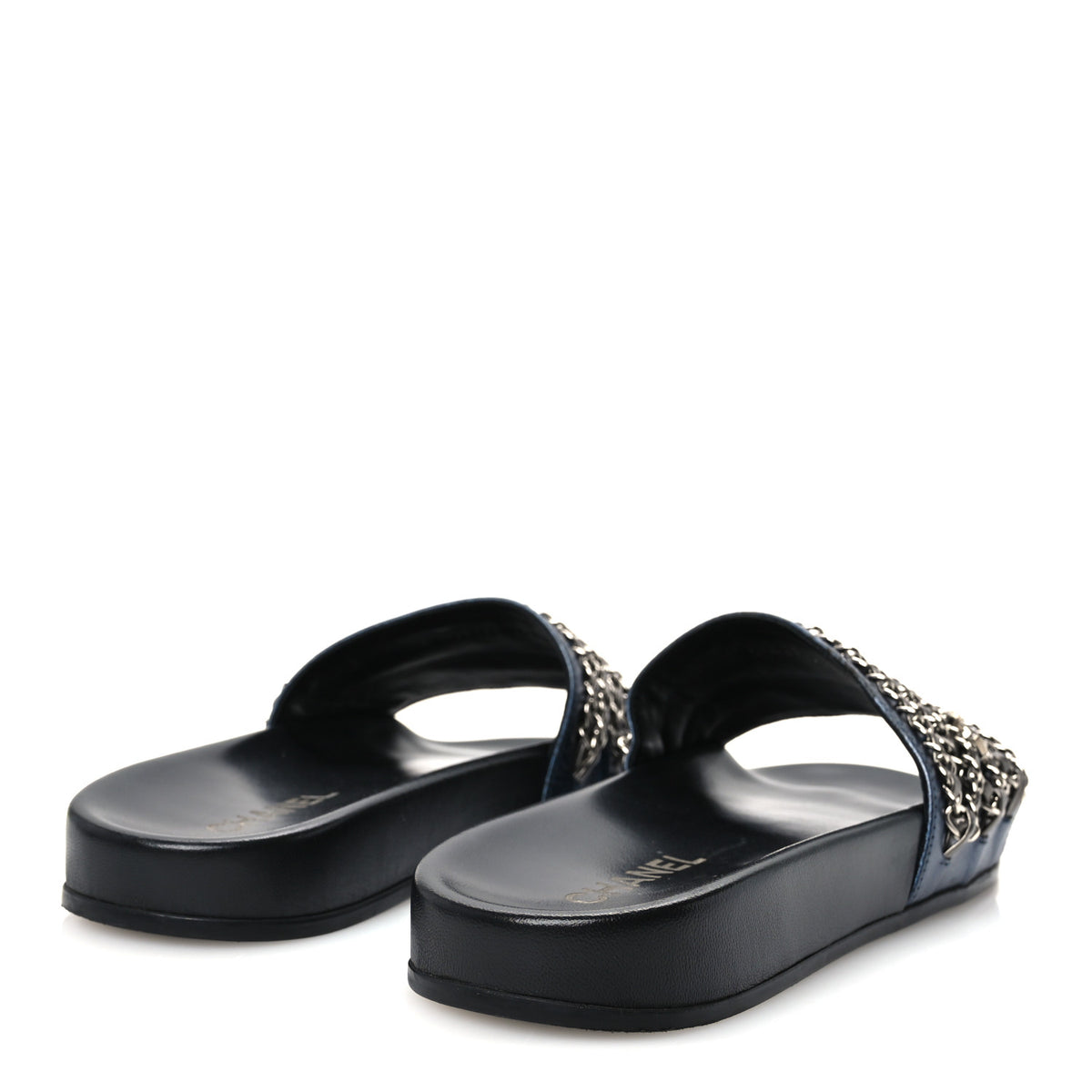 Chanel Fantasy Lambskin Chain Flat Sandals 40 Dark Blue 5 of 11