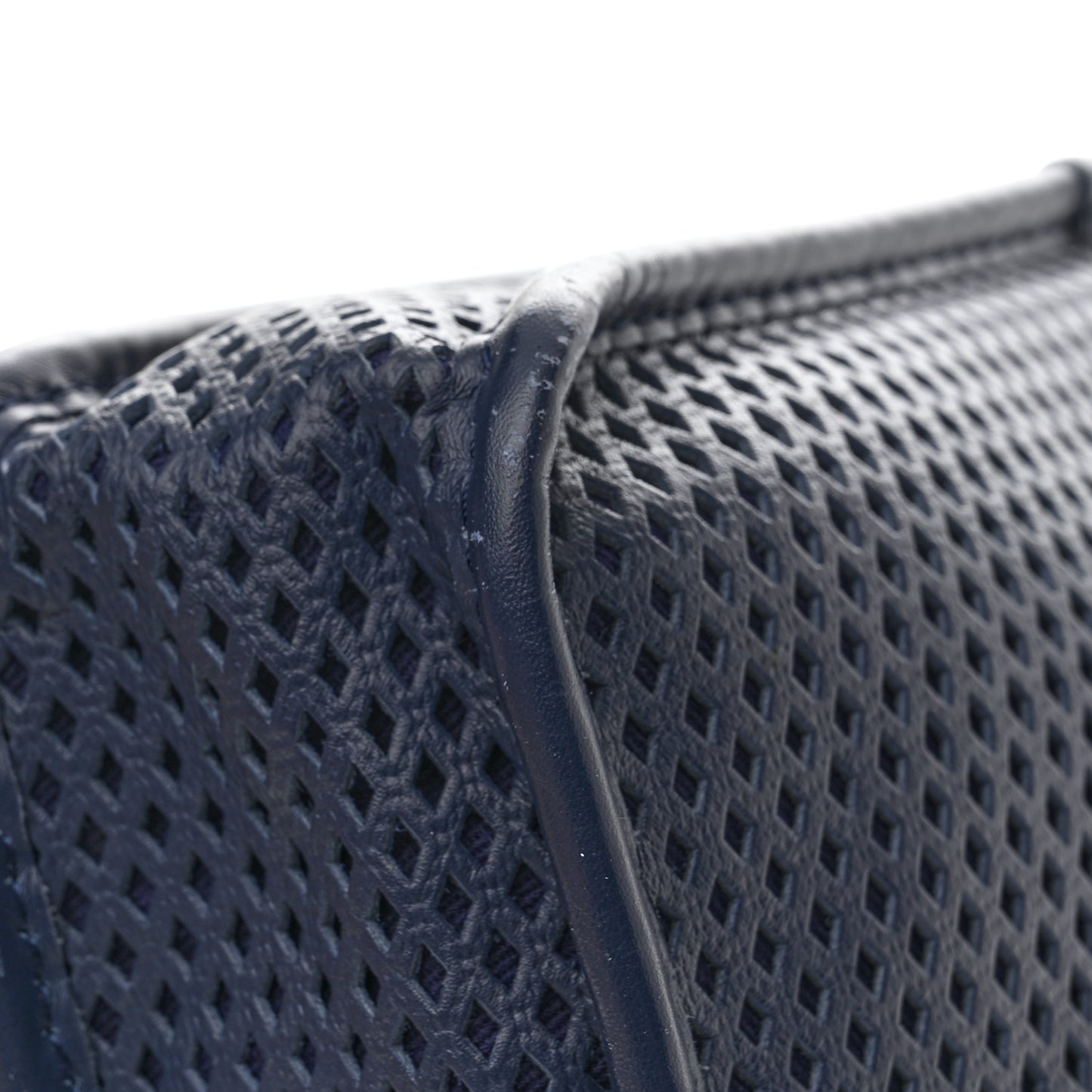 Perforated Calfskin Large Up In The Air Flap Dark Blue