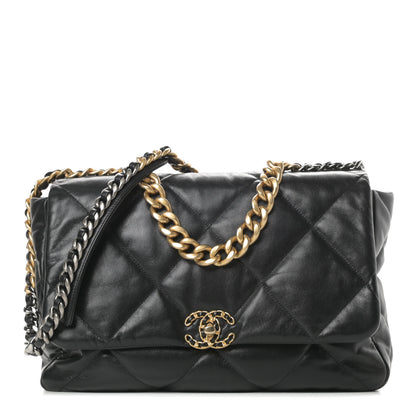 Chanel Goatskin Quilted Maxi Chanel 19 Flap Black 1 of 12