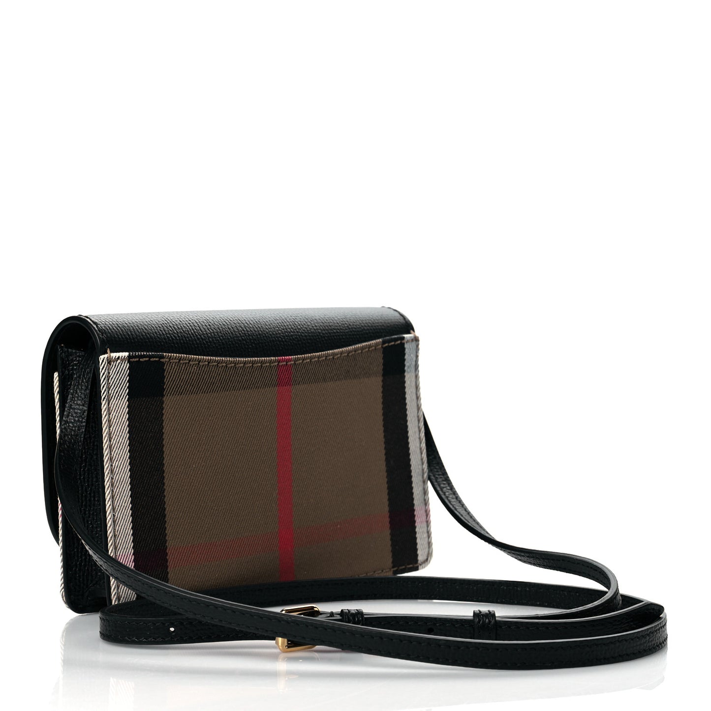 Derby Calfskin House Check Wallet On Chain Black
