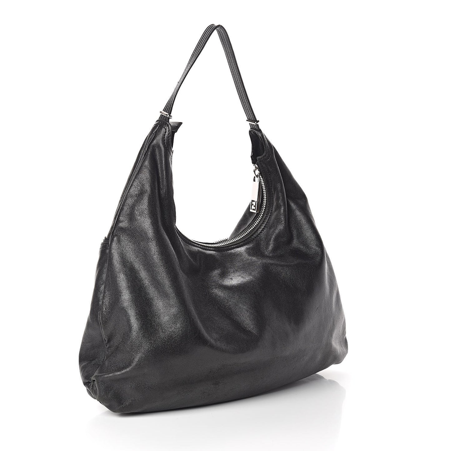 Sheepskin Zipper Hobo Black