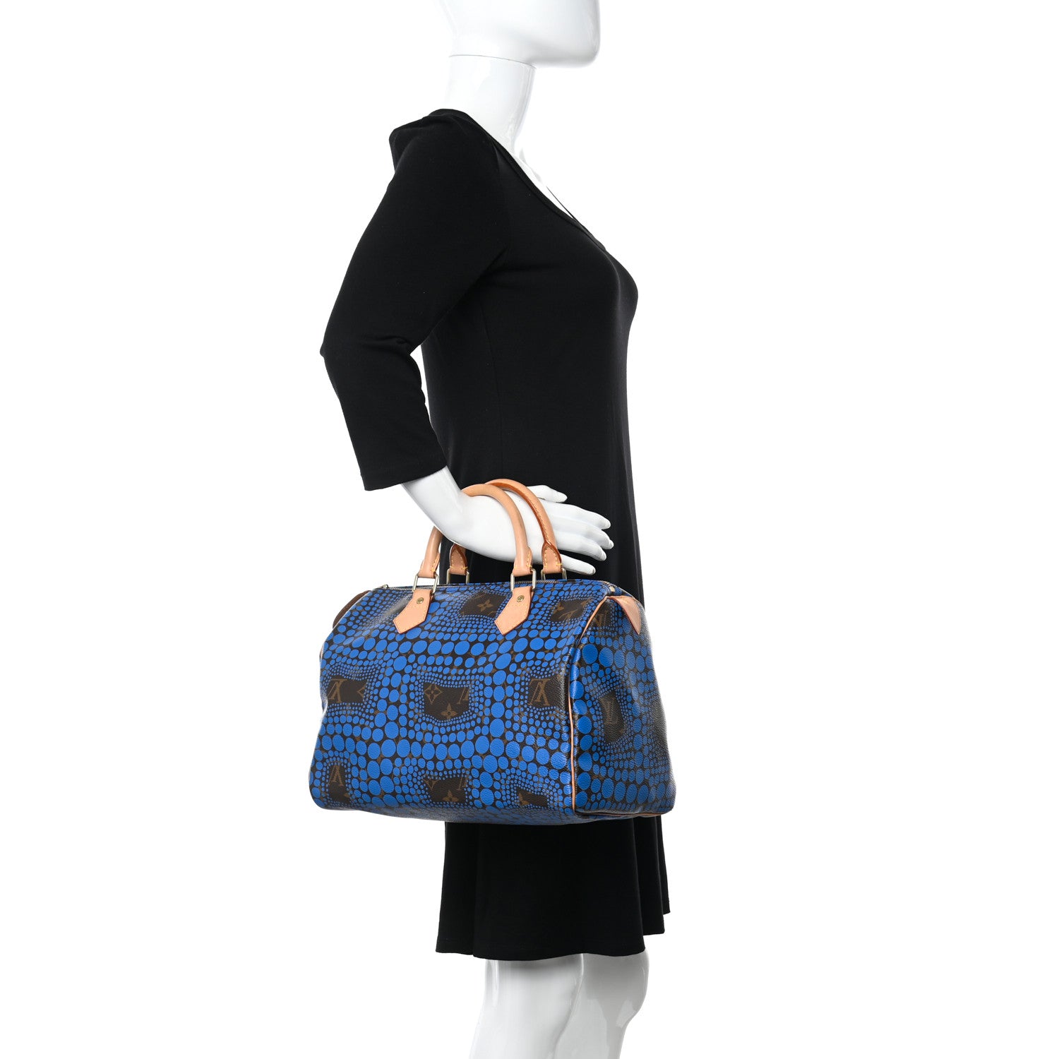 Louis Vuitton Monogram Kusama Town Speedy 30 Blue 2 of 11