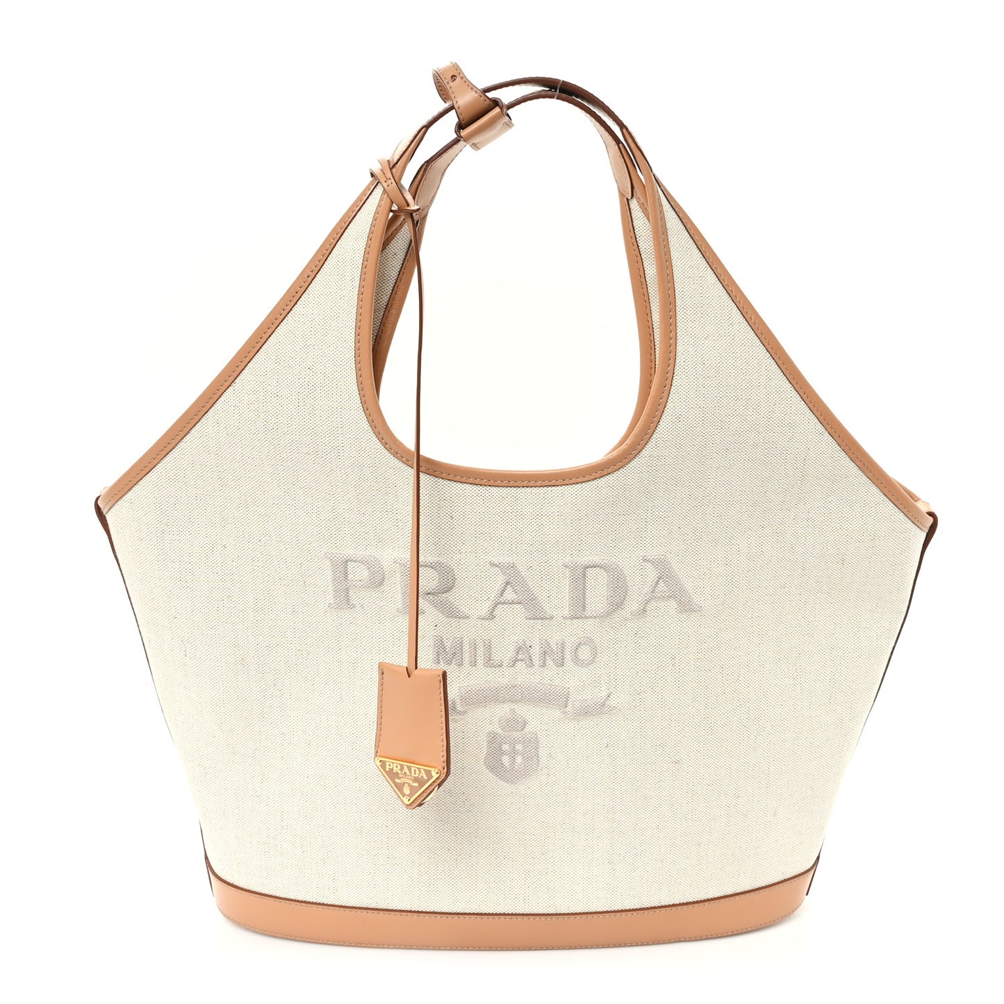 Linen Vitello Medium Logo Tote Natural