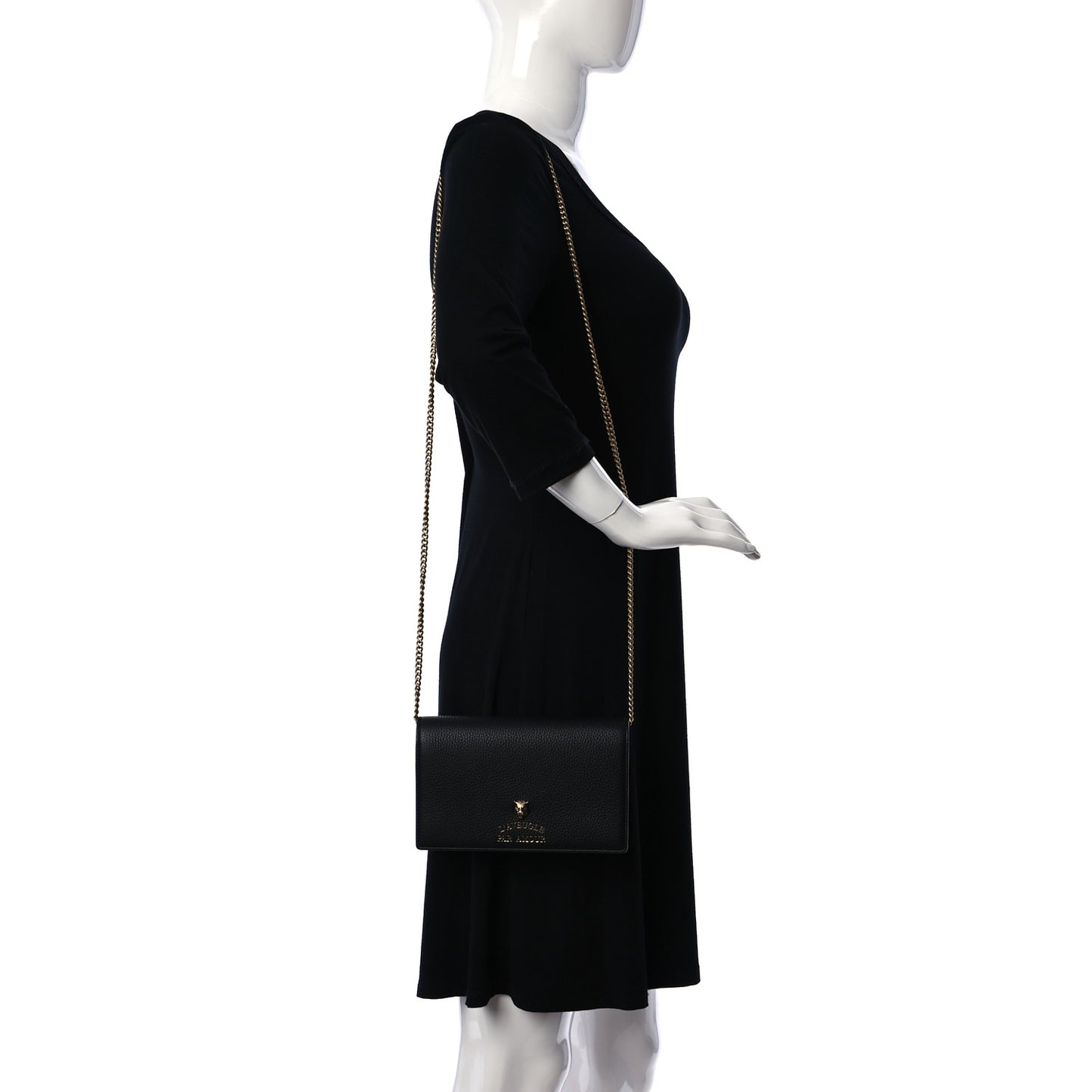 Grained Calfskin L'aveugle Par Amour Chain Wallet Black