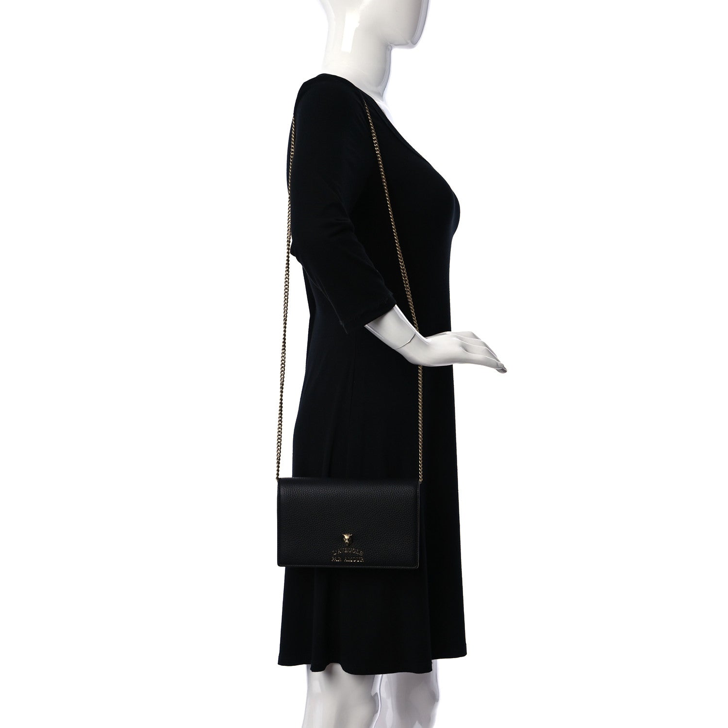 Gucci Grained Calfskin L'aveugle Par Amour Chain Wallet Black 2 of 10