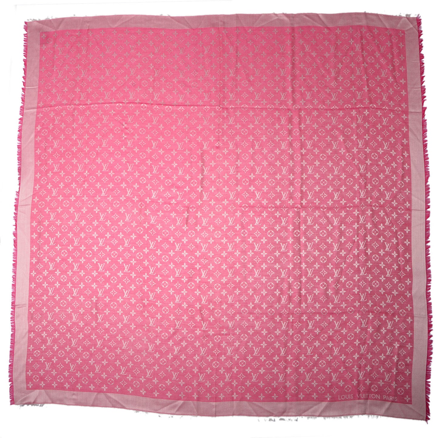 Silk Wool Monogram Denim Shawl Pivoine