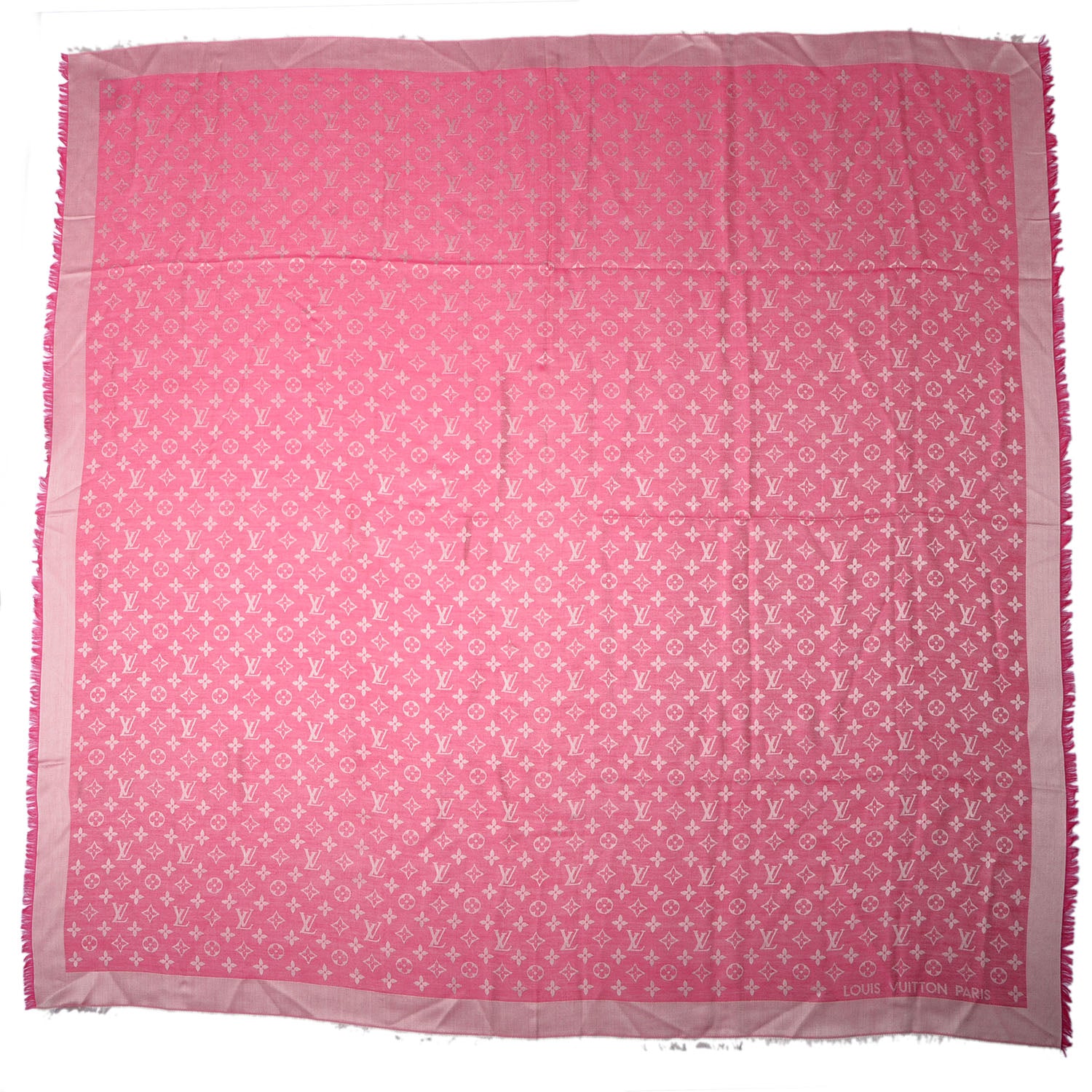 Louis Vuitton Silk Wool Monogram Denim Shawl Pivoine 3 of 5