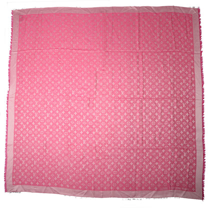 Louis Vuitton Silk Wool Monogram Denim Shawl Pivoine 3 of 5