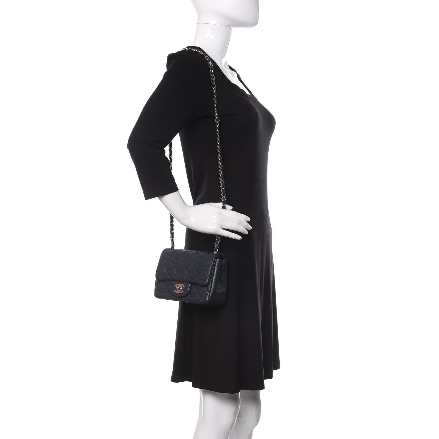 Chanel Caviar Quilted Mini Square Flap Navy 2 of 11
