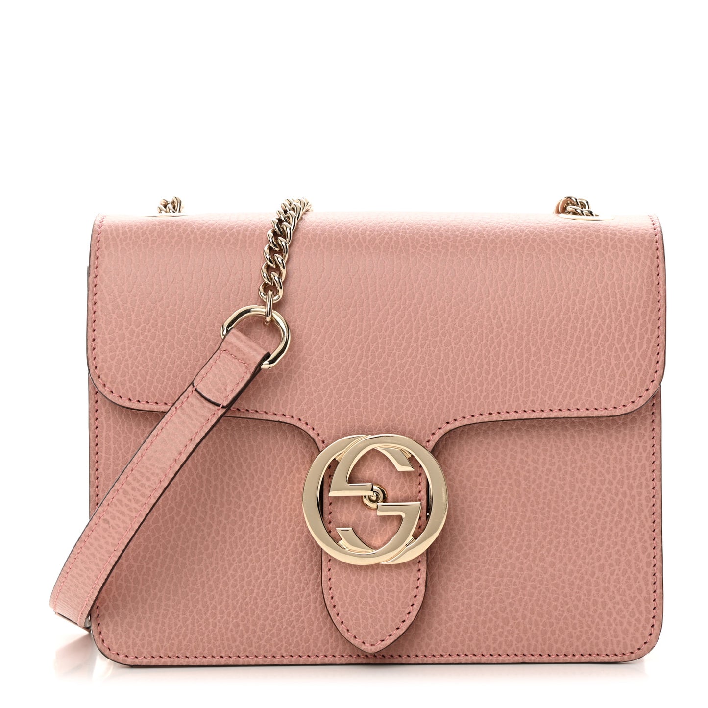 Dollar Calfskin Small Interlocking G Shoulder Bag Soft Pink