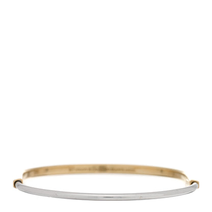 Tiffany 18K Yellow White Gold Tiffany Narrow Lock Bangle Bracelet 2 of 6