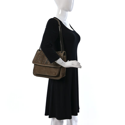 Saint Laurent Suede Matelasse Embellished Monogram Medium Niki Chain Satchel 2 of 11