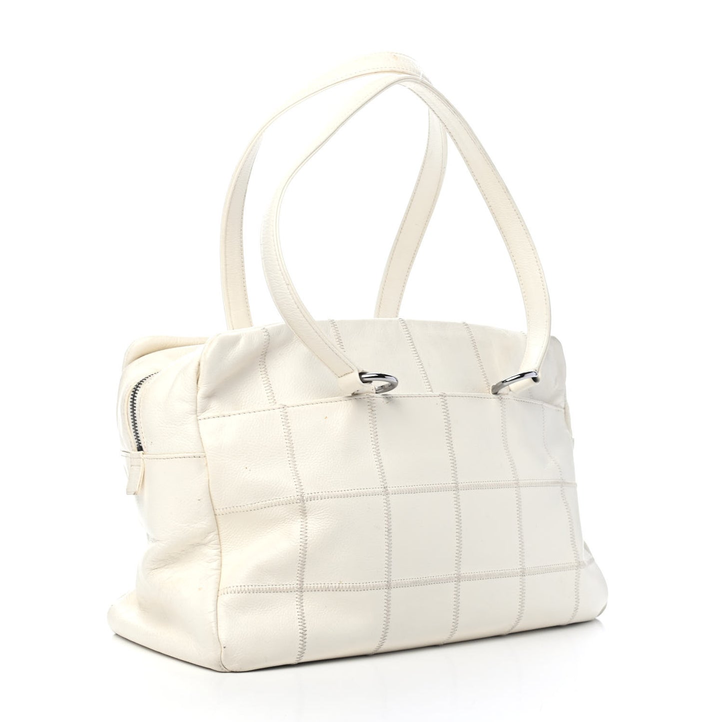Caviar Square Stitched Satchel White