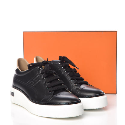 Hermes Calfskin Polo Sneakers 41 Black White 8 of 9