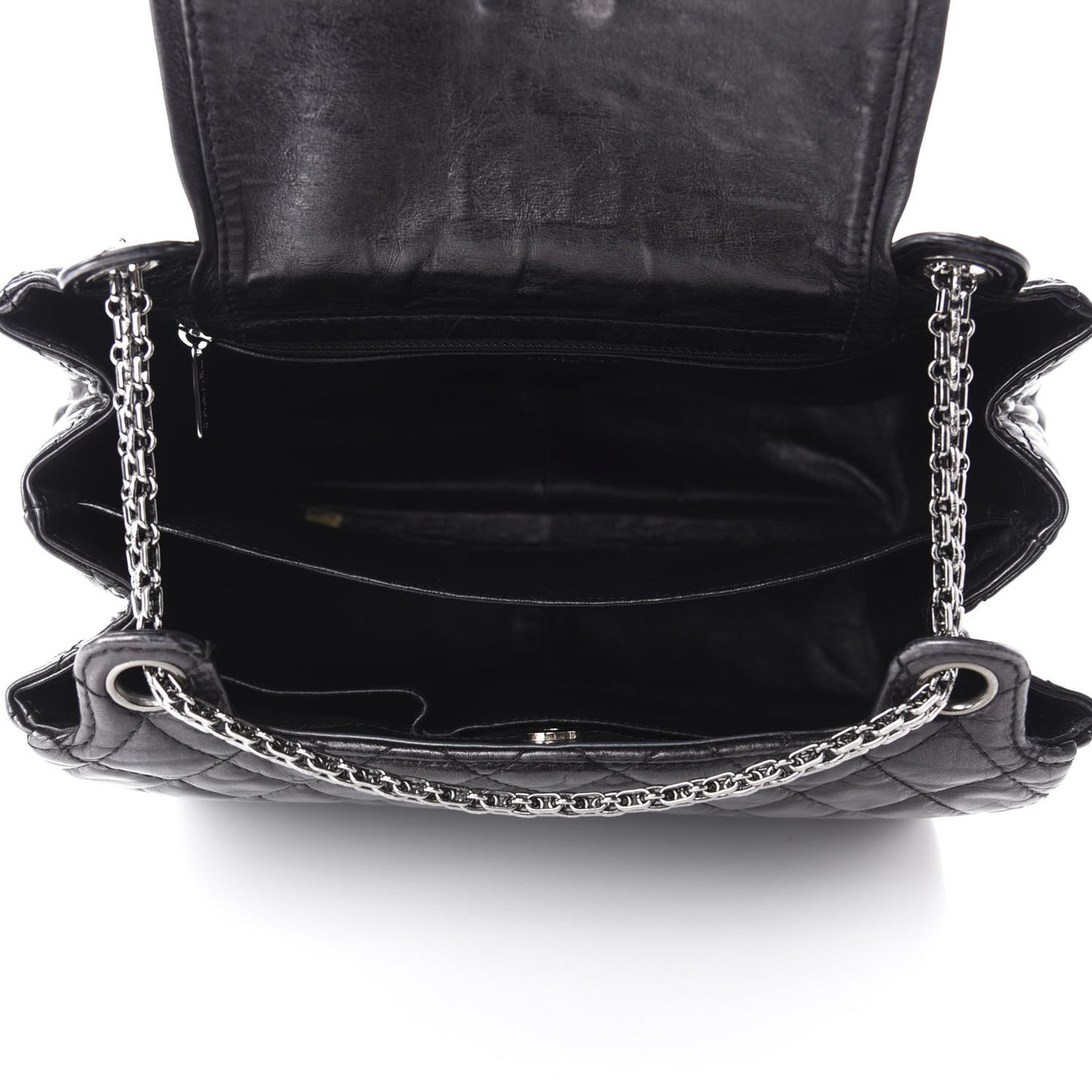 Metallic Aged Calfskin Quilted Reissue 2.55 Accordion Flap Black