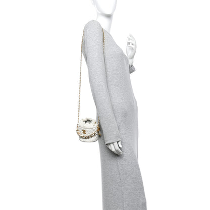 Chanel Caviar Quilted Coco First Bucket Clutch With Chain White 2 of 10