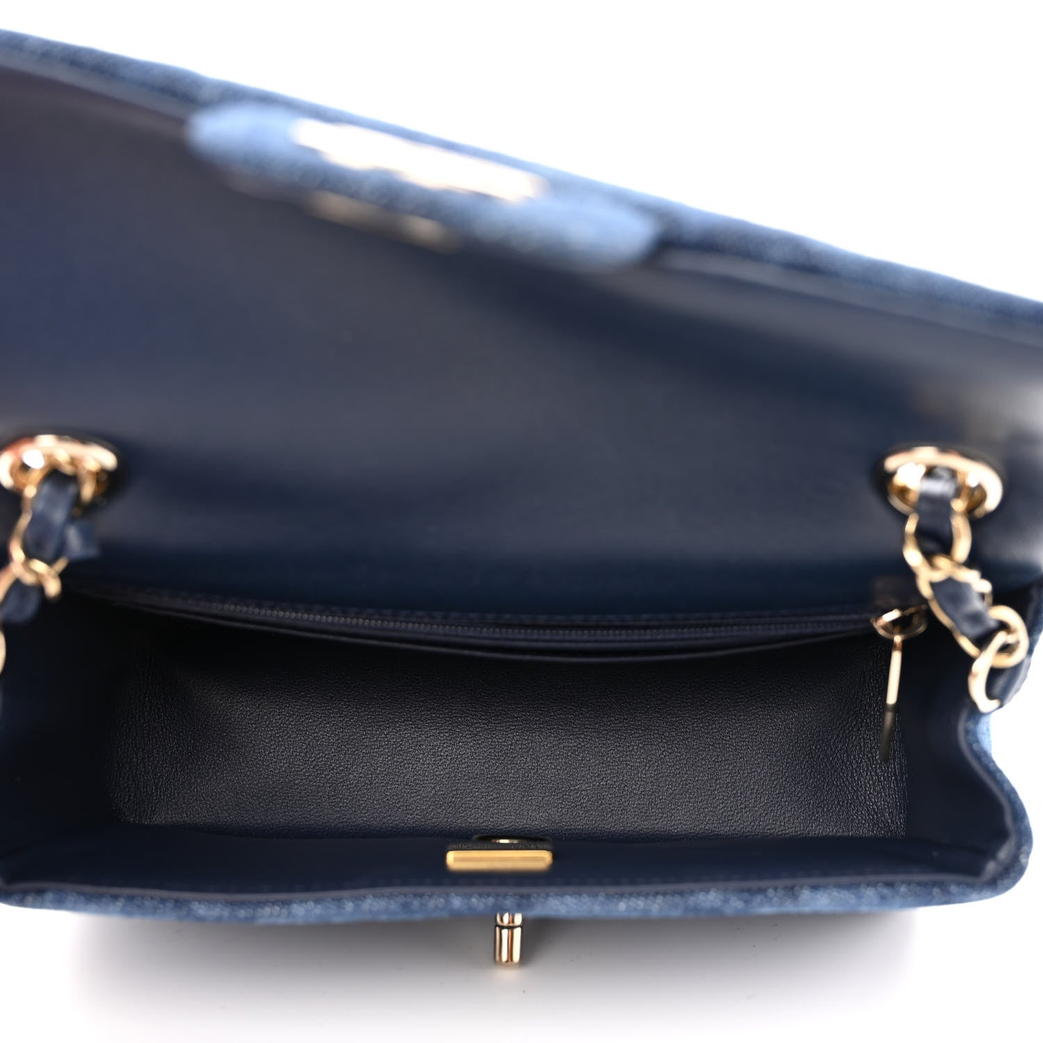 Chanel Printed Denim Quilted Mini Rectangular Flap Dark Blue 5 of 11