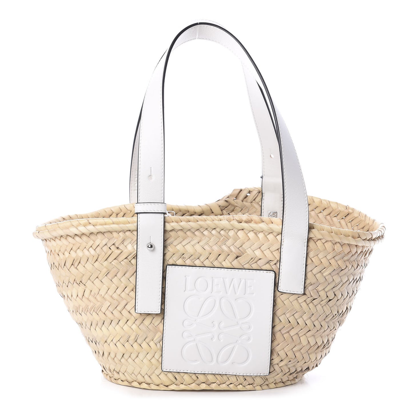Raffia Small Basket Tote Bag Natural White