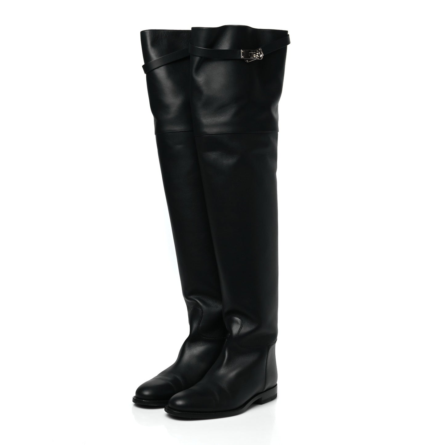 Calfskin High Boots 38 Black