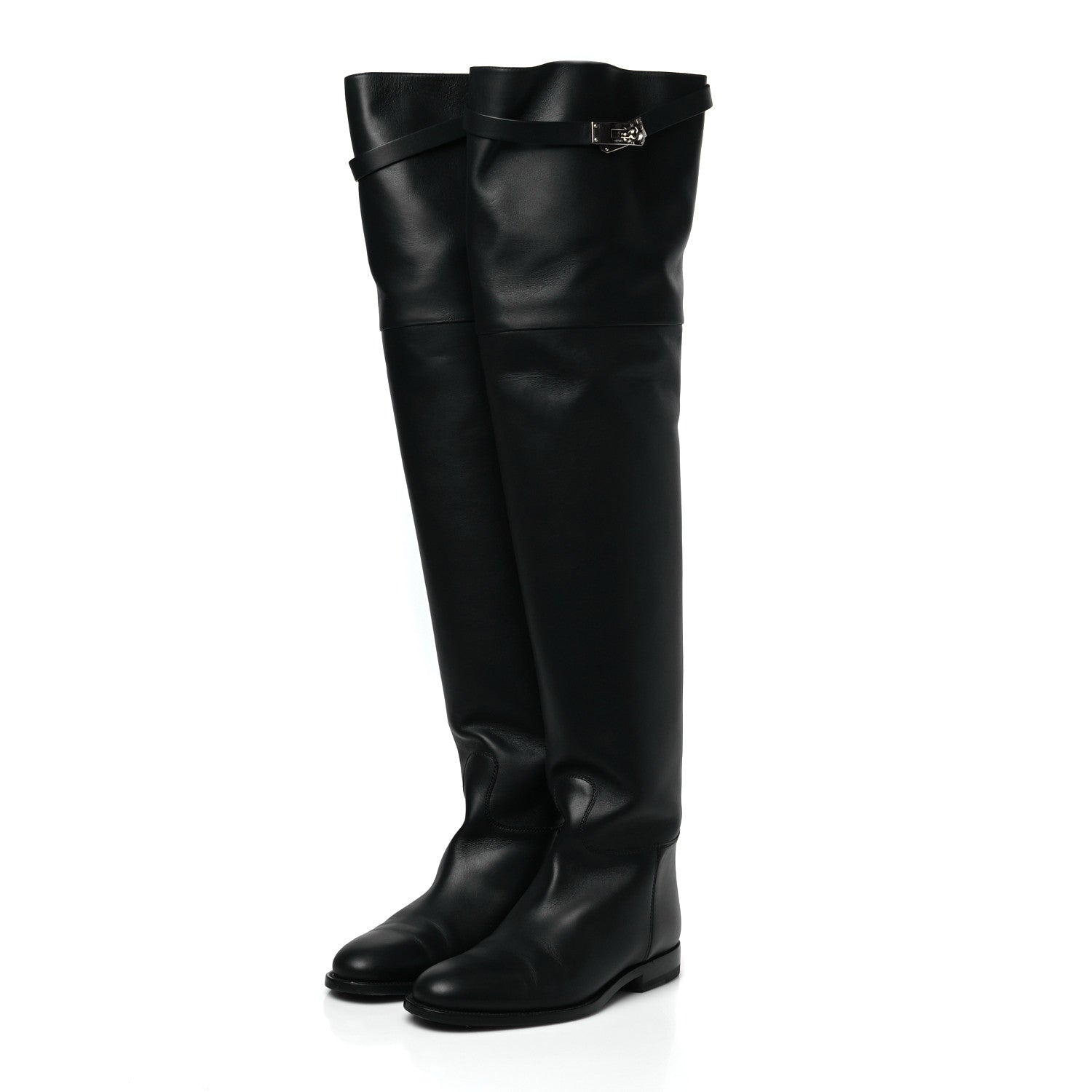 Hermes Calfskin High Boots 38 Black 3 of 8