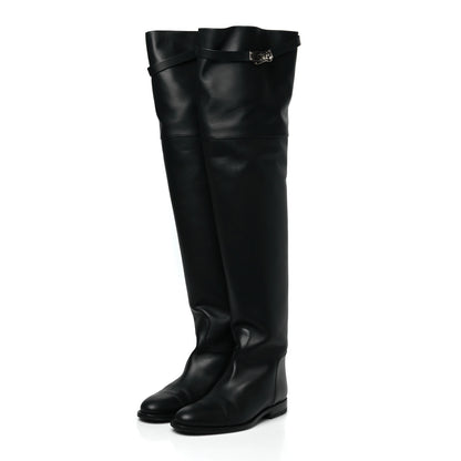 Hermes Calfskin High Boots 38 Black 3 of 8