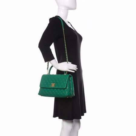 Chanel Caviar Quilted Small Coco Handle Flap Green 2 of 11