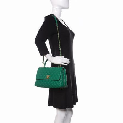 Chanel Caviar Quilted Small Coco Handle Flap Green 2 of 11