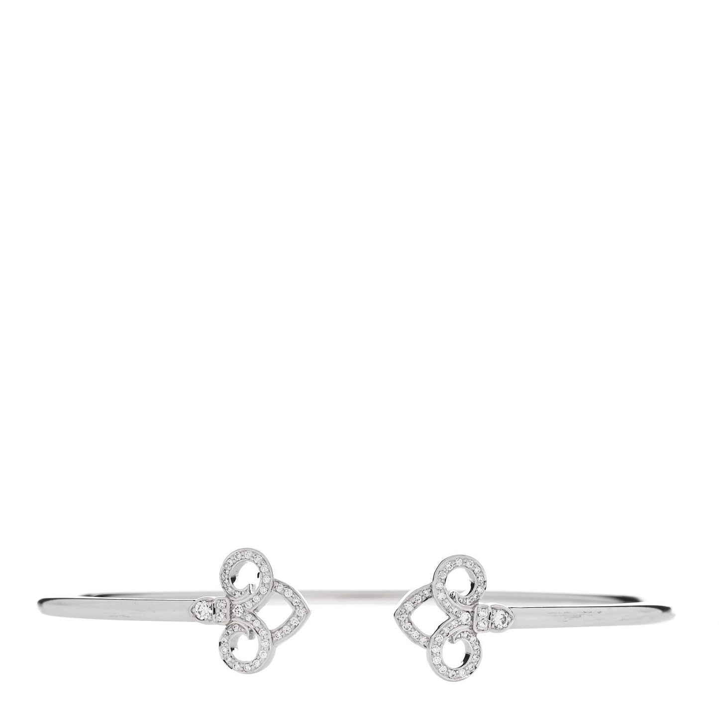 18K White Gold Diamond Fleur De Lis Wire Bracelet