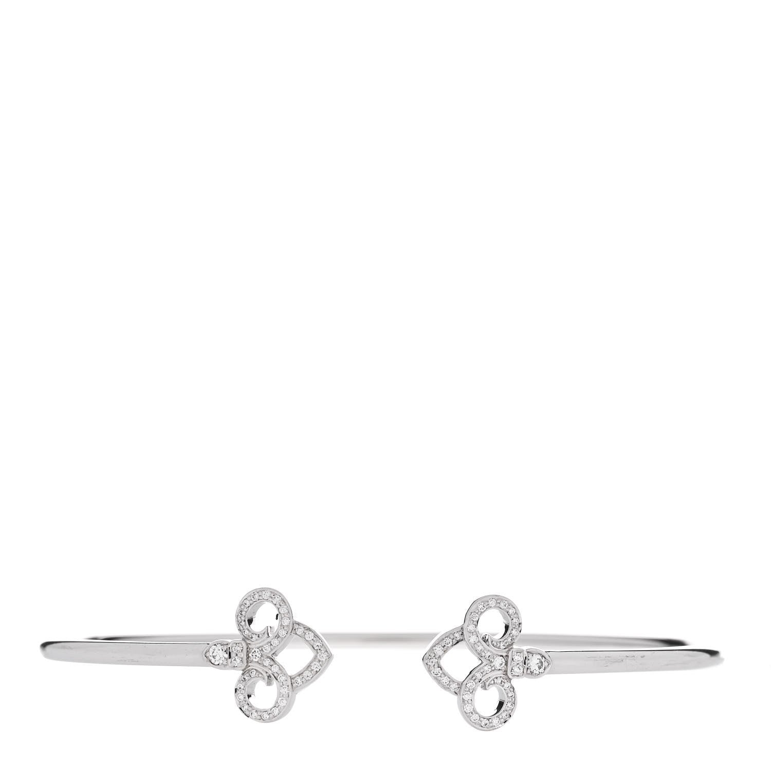 Tiffany 18K White Gold Diamond Fleur De Lis Wire Bracelet 1 of 4